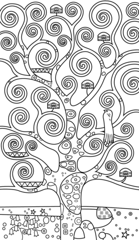 Tree Of Life By Gustav Klimt Coloring Page